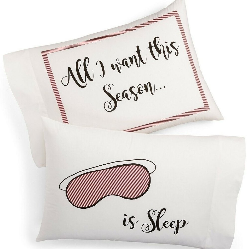 Martha Stewart Collection Whim Paired Standard Pillow Cases All I Want is Sleep